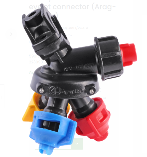 3-way nozzle holder with eyelet connector (Arag-system) 1/2" Pipe 7mm Hole