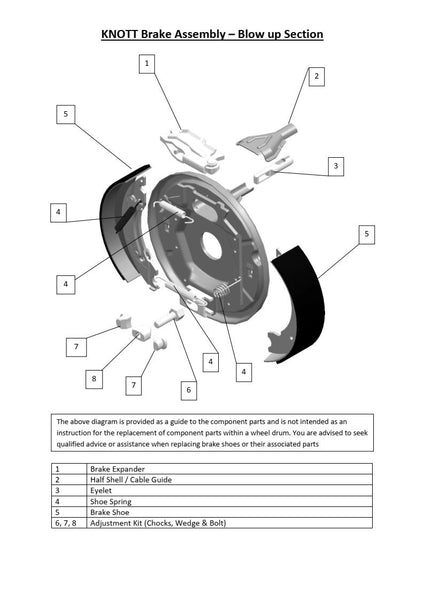 Genuine Knott-Avonride 250 x 40 Brake Shoe Kit (1 Axle Set)