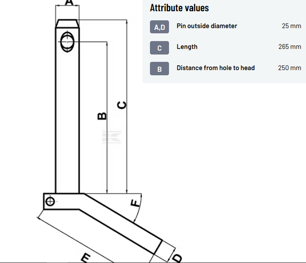 CAT 2 LINKAGE PIN WITH HANDLE  (Long 25x250mm) - Z525250KR