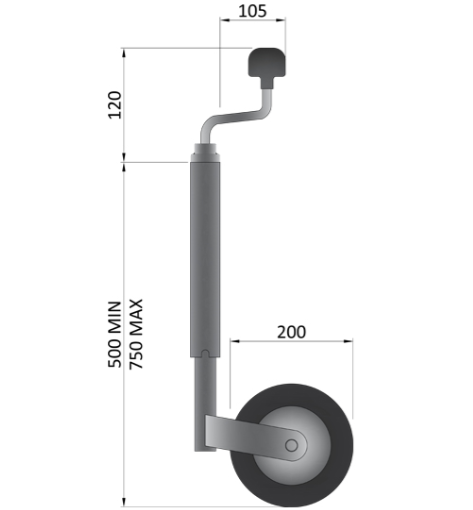 MP4365 -  48mm 150Kg Telescopic Jockey Wheel