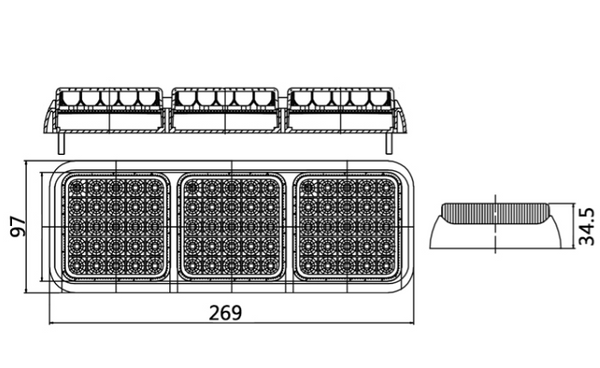 10-30V LED Triple Modular Lamp with Fog - Ifor Williams Replacement