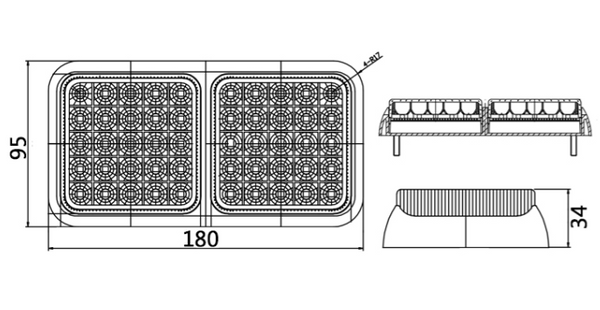 10-30V LED Double Module Lamp - Ifor Williams Replacement