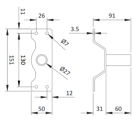Ifor Williams Galvanized Front Ramp Hinge HB403, HB506 & HB511 - WA00052