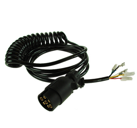 7 Pin Curly Trailer Connecting Lead With Spade Terminals