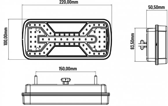 LED Rear Tail Light X-SPIDER 1 - L2425 (position, stop, reflector, turn signal, reversing light)