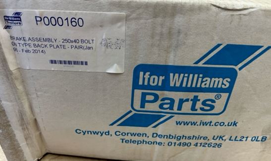 Ifor Williams Knott 250 X 40 Brake Assembly  With Bolt on Backing Plate Pair LH + RH P000160