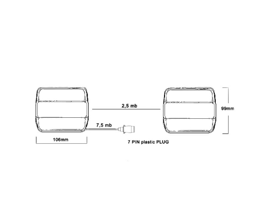 12-24V LED Magnetic Trailer/Implement Tail Light Set 7.5m 7 Pin Plug