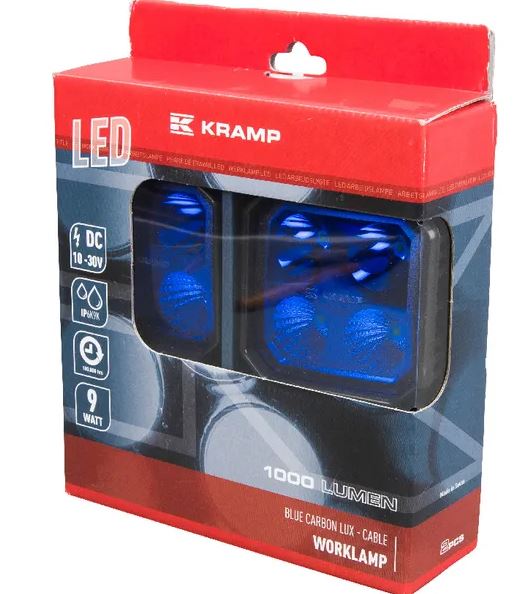 Blue Sprayer  Work light LED 2x set, 9W, 1000lm, square, 10/30V