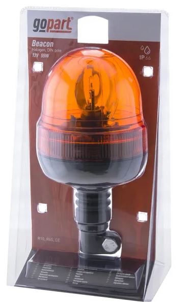 Rotating beacon Halogen, 55W, 12V, amber, flexible pole mount, Ø 127mm x240mm, gopart