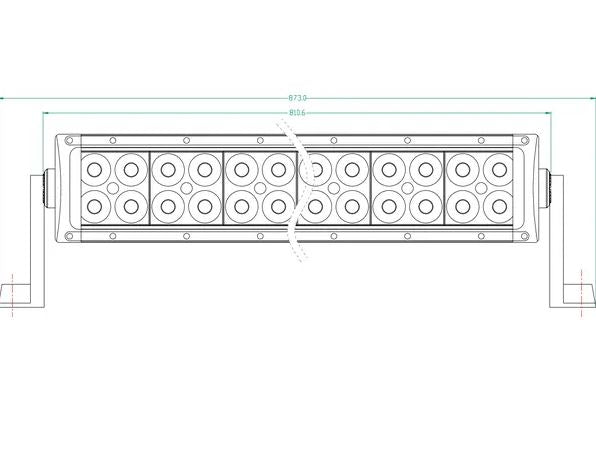 Work light bar LED, 180W, 15300lm, rectangular, 12/24V, white, 810.6x79.5mm, Cable, Combo, 60 LED's, Kramp
