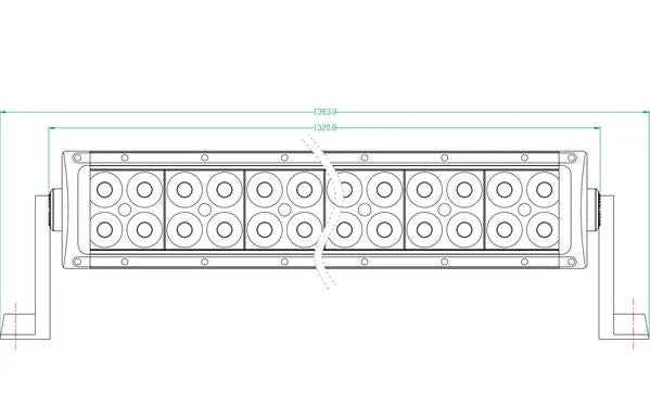 Work light bar LED, 300W, 25500lm, rectangular, 12/24V, white, 1320.8x79.5mm, Cable, Combo, 100 LED's, Kramp