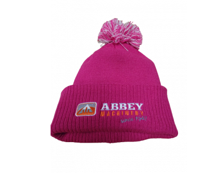 Abbey Machinery Beanie hat Pink with pink/white ball